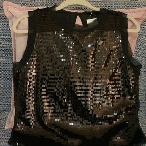 Black Sequin Sleeveless Party Top